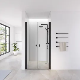 Home Deluxe LAVEA Duschtür rechts 110 x 195 cm Klarglas Schwarz