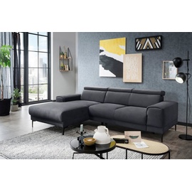 exxpo - sofa fashion Ecksofa »Ophelia, L-Form«, mit 3 Kopfstützen, wahlweise Sitztiefenverstellung schwarz