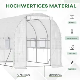 Outsunny Foliengewächshaus Stahl Weiß 2,95 m2