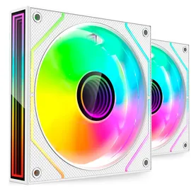 Mars Gaming MF-3DPROX2, Kit 2x PWM 120mm Lüfter, ARGB Triple Infinity Mirror 360° Beleuchtung, PWM-Steuerungssystem, FDB-Lager, PC-Lüfter mit voller ARGB-Kompatibilität, Weiß