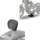 Set: Motorrad Hebebühne ConStands Midlift M Motorradheber für Chopper bis 500 kg in schwarz + Fahrer Rückenlehne passend für Harley Davidson Street Glide 06-22 Craftride