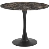 Beliani - Esszimmertisch Schwarz u. Gold Marmor Optik Rund 90 cm MDF-Platte Metall Modern für Esszimmer Küche Wohnzimmer