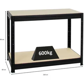 Proregal Werkbank Stahl 90 x 120 x 60 cm schwarz