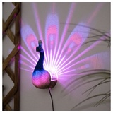 ETC Shop RGB LED Außen Solar Leuchte Deko Strahler Garten Wand Lampe Vogel Figur Terrassen Pfau Statue