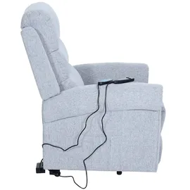 Mendler Fernsehsessel HWC-K63, Relaxsessel Sessel, Liegefunktion Aufstehhilfe Massage Heizfunktion, Stoff/Textil ~ hellgrau