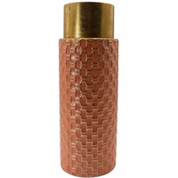 Dekohelden24 Hochwertige Metall Vase in Rosa und Gold, Bodenvase,