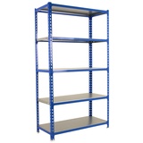 Simon Rack SimonRack Schwerlastregal, Lagerregal, 200x100x30 cm, Metallregal, Kellerregal, Biegestelle 180 kg, 5 Fachböden, Blau/Verzinkt - Simonclick