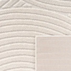 Paco Home Teppich PACO HOME "Cotton 233", beige (creme), B:60cm H:6mm L:110cm, Polypropylen, Teppiche, Teppich, Kurzflor, Uni Farben, Hoch-Tief-Effekt, Scandi-Look, Outdoor geeignet