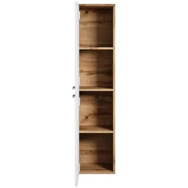 Badplaats Badezimmerschrank, Eiche Weiß - Badezimmer Badschrank Saturnus 130cm - Regal Schrank