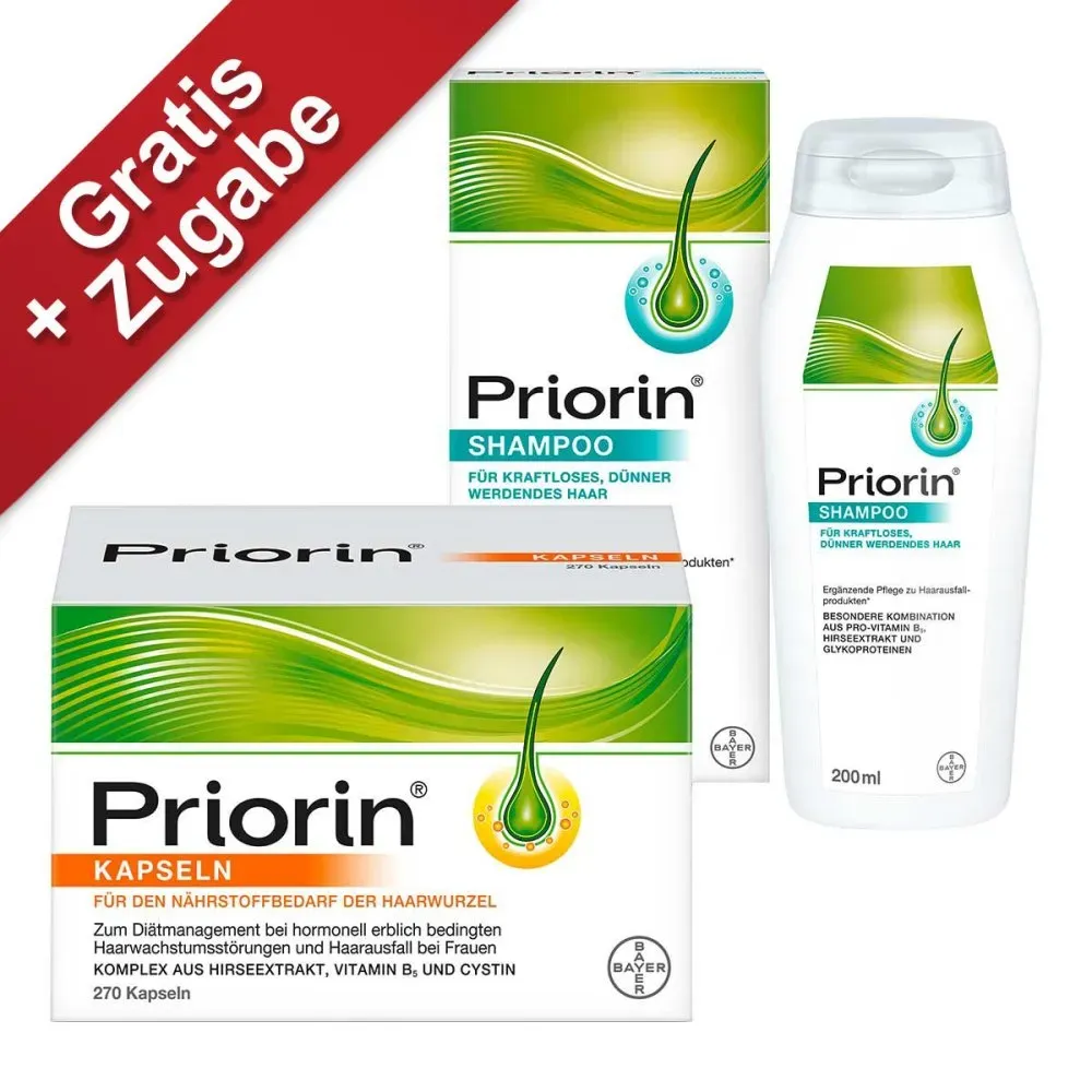 Priorin Haarpflege-Set: Priorin Kapseln 270Stück + Shampoo 200ml