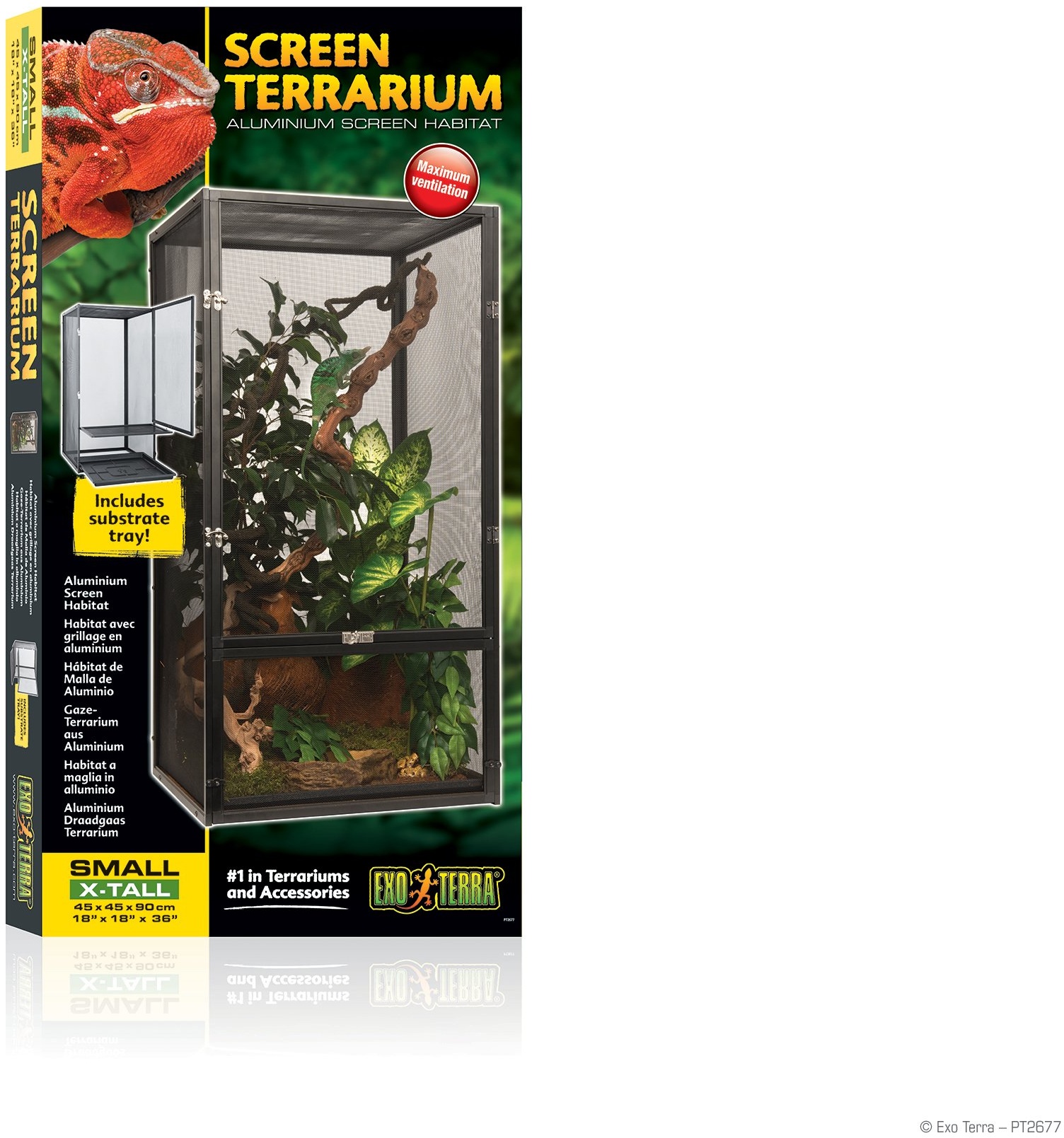 Exo Terra Screen Terrarium, Terrarium aus Aluminium Gaze, 45 x 45 x 90cm