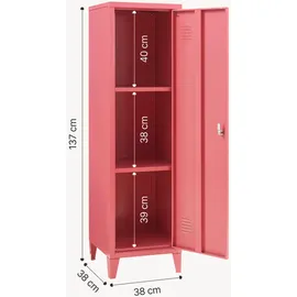 [en.casa] Einzelspind Kurikka 137 x 38 x 38 cm Wassermelonenrot