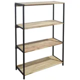 SAM Bücherregal Akazie massiv Metallrahmen 90x35x138 cm naturfarben schwarz Nagar I