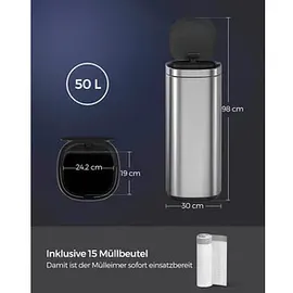 Songmics Mülleimer 50,0 l silber
