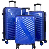 Kofferset Genua Hartschale 3teilige Trolleyset mit 4 Rollen Reisekofferset 3er Set L+M+S blau - Blau