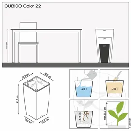 LECHUZA Cubico Color 22 Komplettset 22 x 22 x 41 cm weiß
