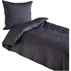Traumschlaf Pure Mako-Satin 155 x 220 cm + 80 x 80 cm schwarz