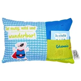 Hergo Creation Geschenk-Kissen mit Karte, Glückshelden, Sei mutig, wild, wunderbar