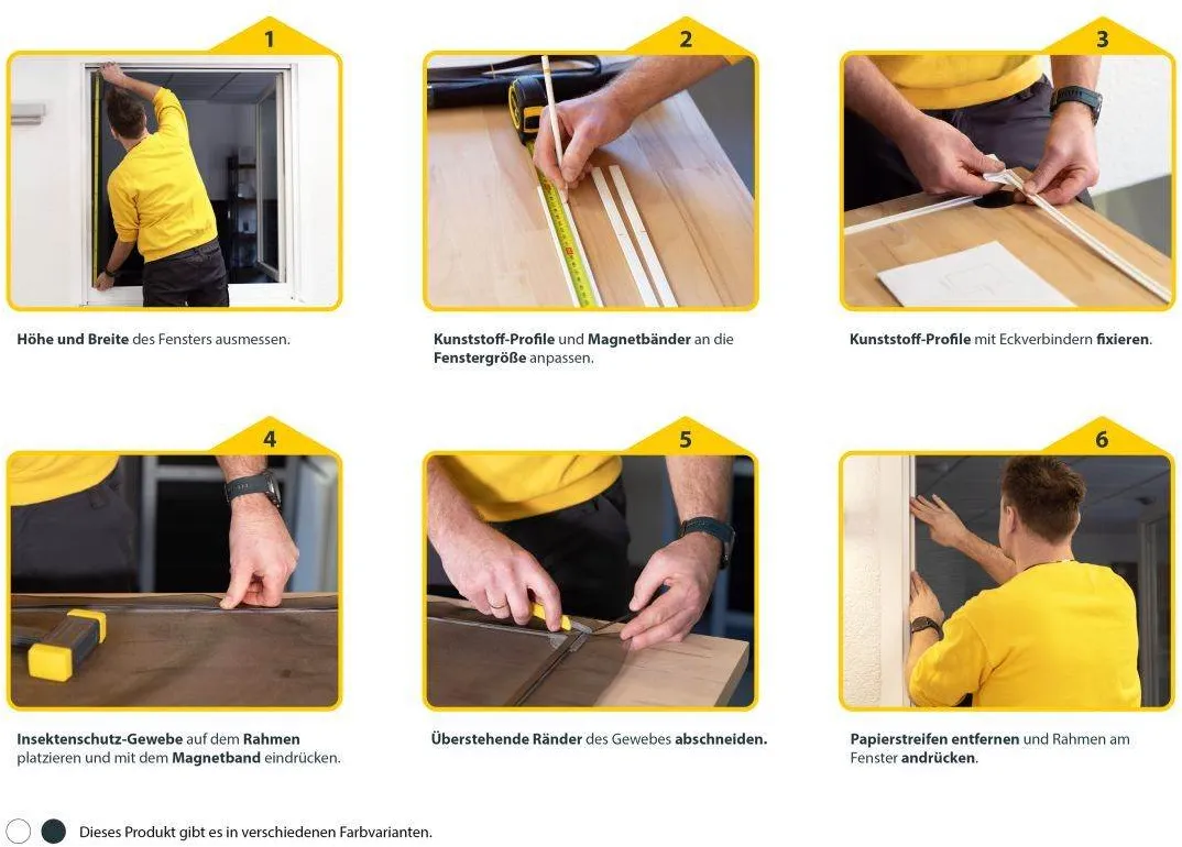 Schellenberg Fliegengitter-Magnetrahmen mit Fiberglasgewebe, verschiedene Grössen und Farben