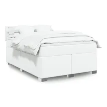 vidaXL Boxspringbett mit Matratze Weiß 140x200 cm Kunstleder