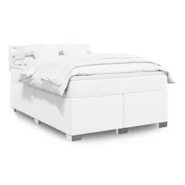 vidaXL Boxspringbett mit Matratze Weiß 140x200 cm Kunstleder