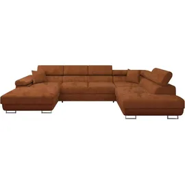Mirjan24 Wohnlandschaft Torezio Bis, mit Bettkasten und Schlaffunktion, Einstellbare Kopfstützen, 346x203x70-90 cm (Farbe: Flow ... - Braun