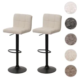 Mendler Barhocker höhenverstellbar drehbar Stoff Boucle 450 g/m2 2er Set creme-beige