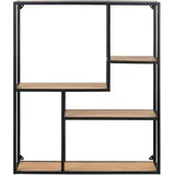 ac-design Wandregal Seaford 75 x 91 x 20 cm Schwarz/Wildeiche