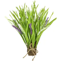 I.GE.A. Kunstpflanze Grasbündel lila (violett, weiß), B:25cm H:40cm L:40cm, Obermaterial: 90% Polyester, 5% Holz, 5% Kunststoff, Kunstpflanzen, Kunstpflanze, Mit Lavendelblüten