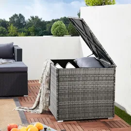 CASARIA Auflagenbox Kissenbox 318 L Garten Aufbewahrungsbox Polyrattan 318L Grau