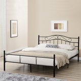 [en.casa]® Metallbett 140/160/180/200x200cm Bett Bettgestell Doppelbett Ehebett