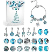 LuxusKollektion MJARTORIA Schmuck Adventskalender 2024 DIY Set Mädchen Himmelblau Perlen