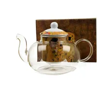 Atelier Harmony Teekanne mit Motiv von Gustav Klimt Der Kuss Glas Teekanne mit Teesieb Porzellan 1000ml und Geschenkkarton