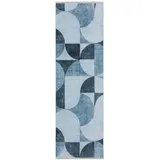 tesso living Kurzflor-Teppich, Blau, Textil, Abstrakt, Rechteckig, 80x215 cm rutschfest, Teppiche - Böden, Teppiche, Moderne Teppiche