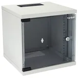 HMF 63406-07 Serverschrank 10 Zoll, 6 HE, 300 mm Tiefe Voll montiert Glastür Lichtgrau