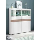 borchardt Möbel Vitrine BORCHARDT MÖBEL "Florenz", weiß (weiß hg, weiß hg, cappuccino riffeloptik hg mdf), Schränke, Vitrine, Höhe 125 cm