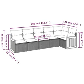 vidaXL Gartensofa-Set 6-tlg. schwarz