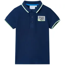 Kinder-Poloshirt Marineblau 140 – Klassisch & bequem mit Fußballtor-Stickerei - 140