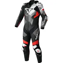 Macna Ignite perforierte 1-Teiler Motorrad Lederkombi 1tlg. perforiert - Schwarz/Rot/Weiß - 46