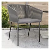 vidaXL Gartenstühle 2 Stk. mit Kissen Grau Poly Rattan