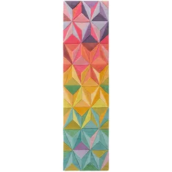 Luxus-Handgetufteter Wollteppich `Derwent Tilly` Multi-Farben. 60x230 cm | Kadima Design