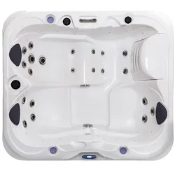 Tronitechnik® Outdoor Whirlpool NISIDA 3 Plätze, 21 Düsen, 3-PS-Pumpe, LED-Beleuchtung, Farblichttherapie, Heizung, Wasserfall, vormontiert