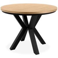 Konsimo Esstisch ROSTEL Ausziehbar Rund Tisch, hergestellt in der EU, Industrial-Stil, ausziehbar bis 140cm braun|schwarz