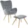 Albatros Ohrensessel York Samt 67 x 100 x 67 cm Grau mit Hocker