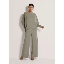 Madeleine Langarmshirt MADELEINE "Langarmshirt Lockeres Longsleeve mit Fledermausärmeln", Damen, Gr. 48, grün (schilf), Obermaterial: 62% Viskose CV. 30% Polyamid PA. 8% Elasthan EL., Modern, schmal, U-Boot-Ausschnitt, Shirts Langarmshirt, Weite Fledermausärmel