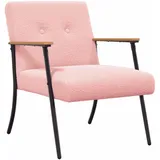 vidaXL Sessel Rosa 59 x 75 x 78 cm Lockiger wollähnlicher Stoff mit Kissen