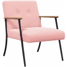 vidaXL Sessel Rosa 59 x 75 x 78 cm Lockiger wollähnlicher Stoff mit Kissen