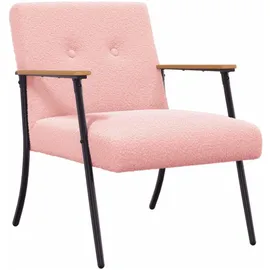 vidaXL Sessel Rosa 59 x 75 x 78 cm Lockiger wollähnlicher Stoff mit Kissen