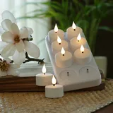 MARELIDA LED Teelichter mit Ladestation wiederaufladbar D: 4cm flackernd 8Stück