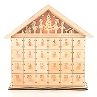 pajoma 14743 Adventskalender zum Befüllen Bethlehem 24 Schubladen aus Holz Fächer mit LED Beleuchtung Weihnachten, Weihnachtskalender DIY von pajoma